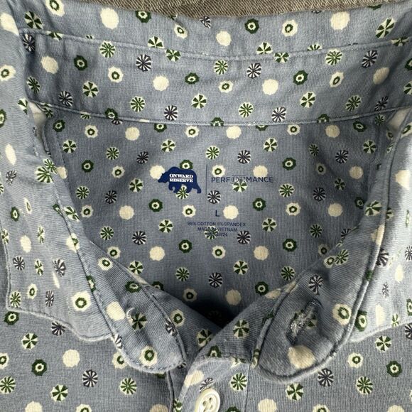 Onward Reserve Performance Polo Mens L Blue Pattern Geometric Golf Short Sleeve - Picture 6 of 9